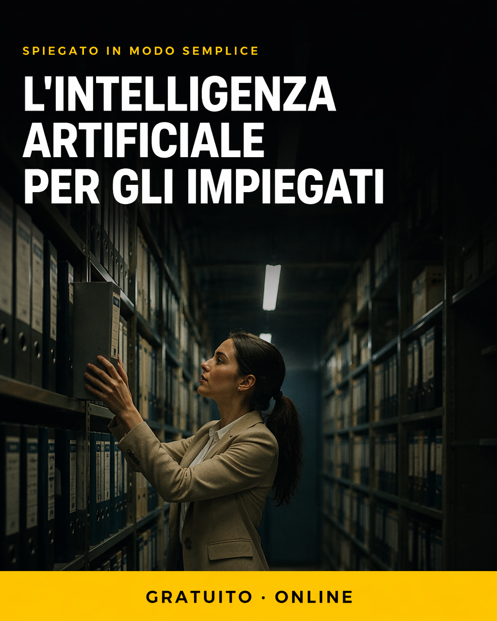 Locandina: IA per impiegati amministrativi — le basi