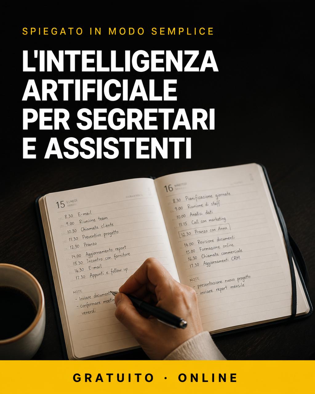 Locandina: IA per segretari e assistenti — le basi
